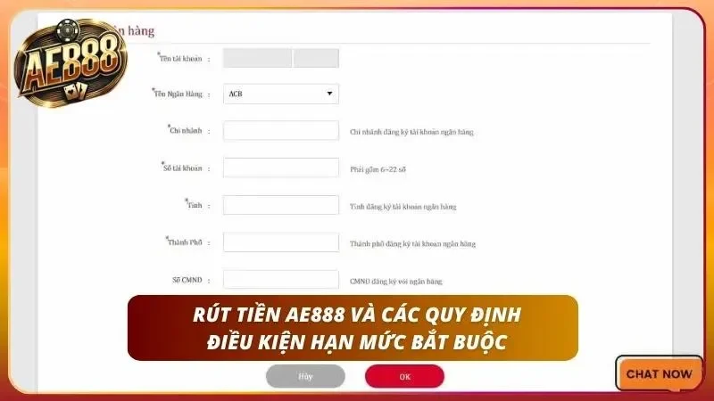 Hướng Dẫn Rút Tiền AE888 Thành Công 100% Cho Tân Thủ 1 Mô tả chi tiết các chính sách và giới hạn thanh khoản dành cho thành viên